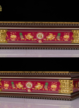 中式实木浮雕财神观音供奉底座