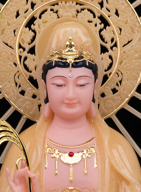 汉白玉彩西三圣家用供奉摆件