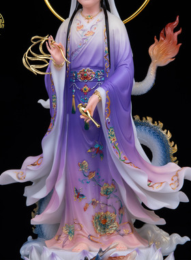 康盛佛缘汉白玉观音祈福摆件