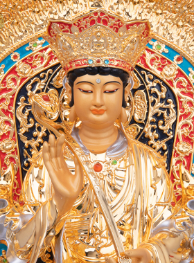 文殊普贤像铜彩绘保平安