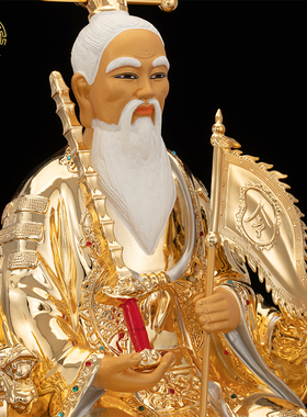 姜子牙神像著金嵌钻铜像