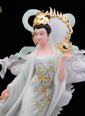 九天女神像踏凤圣母玄母汉白玉
