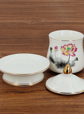 中式水墨莲花杯供水杯