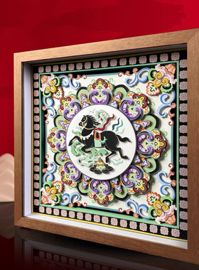 马到成功非遗剪纸立体摆件装饰画