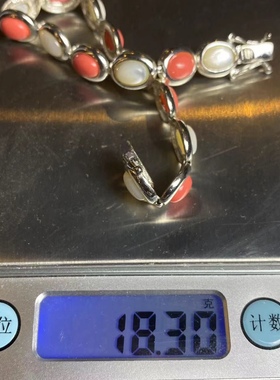 美国回流925纯银镶嵌天然母贝vintage手链  欧美首饰 国内现货