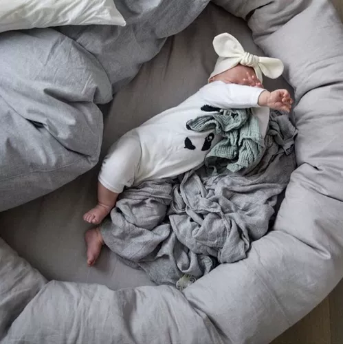 Круглая большая детская кровать для новорожденных, подушка для сна