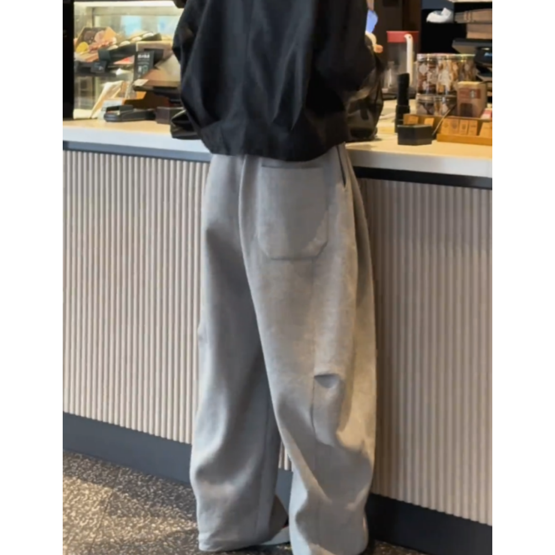 景倩妮灰色简约百搭宽松休闲裤2025年秋季新款梨形高腰显瘦阔腿裤,淘宝优惠券,粉丝福利购,淘宝优惠卷