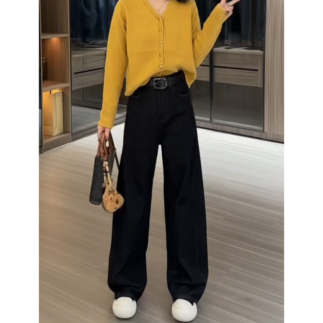 复古色窄版美式阔腿牛仔裤女2024年秋季新款大码高腰显瘦阔腿裤子,淘宝优惠券,粉丝福利购,淘宝优惠卷