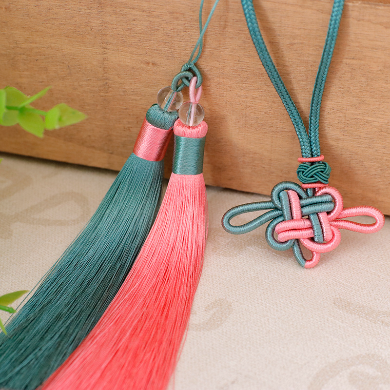 中国结套装古风流苏穗子 diy饰品配件汽车挂件双色半成品汉服吊穗 - 图0