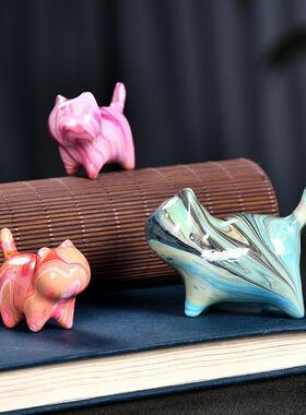 檀木原创大漆飘漆小猫彩绘家居摆件国潮宠DIY潮玩女友生日礼物