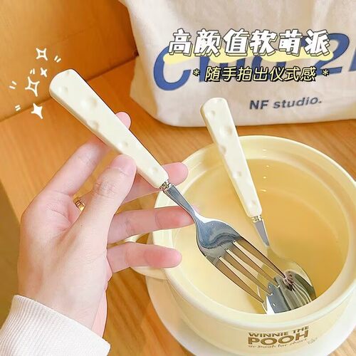 可爱ins奶酪勺子叉子筷子创意学生儿童便携餐具收纳盒家用日式 - 图1