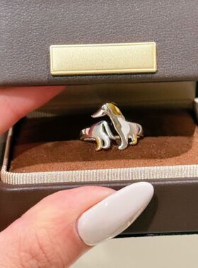 S925纯银大耳狗开口治愈戒指