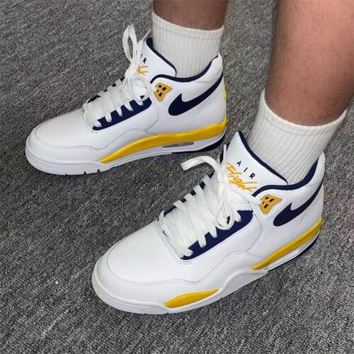 Nike Flight Legacy AJ4兄弟 湖人中帮气垫休闲篮球鞋 BQ4212-102 - 图0