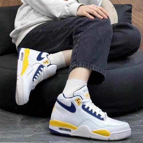 Nike Flight Legacy AJ4兄弟 湖人中帮气垫休闲篮球鞋 BQ4212-102 - 图2