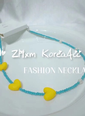 日韩女多色爱心项链毛衣链新款