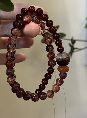 火-五行喜火粉水晶草莓晶紫水晶虎眼石天然红玛瑙手串新年礼物
