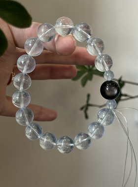 水-天然水晶黑发晶蓝晶石海蓝宝黑曜石手串招财五行喜水补水礼物