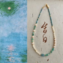 Original designer money | Monet scenery series Blue green gentle wind natural stone natural pearl necklace