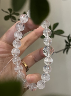 金-天然白水晶白幽灵手串缓解内耗情绪五行喜金补金生日礼物