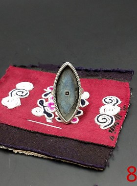 民族风女饰品苗银原创刺绣戒指