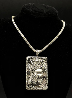 百搭复古苗银牌子镂空吊坠挂件