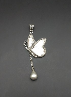 diy贵州凤凰铃铛蝴蝶底托苗银