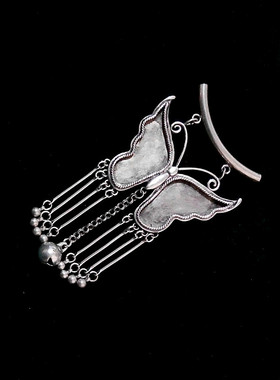 diy民族风苗银蝴蝶流苏项坠