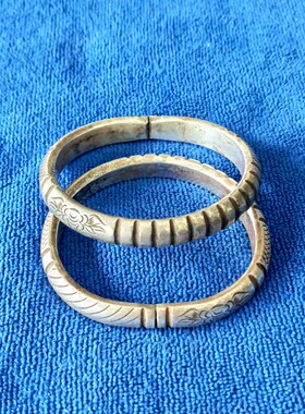 秀气风满工精美暗八仙苗银手镯