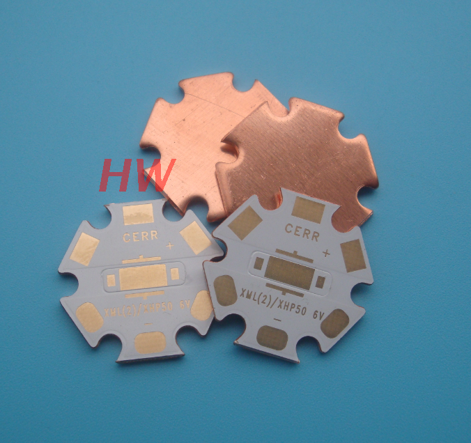 新款CREE XML T6 U2 XHP50 20mm 5050镀金焊盘热电分离六角铜基板 - 图0