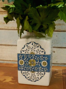 景德镇地中海风蓝色手绘储物罐