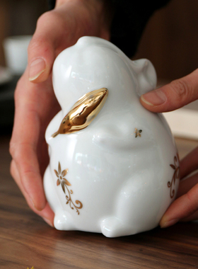 景德镇陶瓷手工陶瓷老鼠十二生肖创意陶瓷摆件鼠年新年礼物小装饰