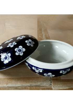 浓青花瓷花瓶陶瓷罐子首饰盒印泥盒玄关客厅新中式小花器桌面摆件