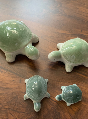 小陶瓷乌龟动物小摆件鱼缸玩物 水浅小鱼 水中可漂浮装饰可爱