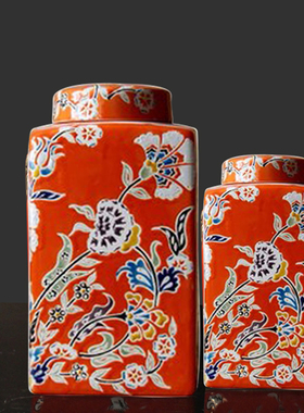 中式风复古陶瓷插花瓶酒柜装饰品