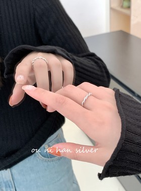 蝴蝶结戒指纯银韩国女性