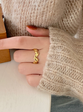 环环相扣爱心戒指纯银韩国女