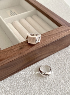 缠丝方糖戒指纯银韩版女性