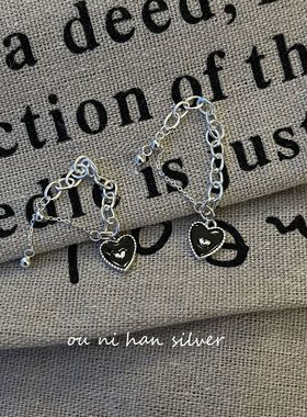 爱心滴胶戒指纯银小香风女