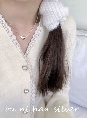 爱心项链纯银圆珠链女性