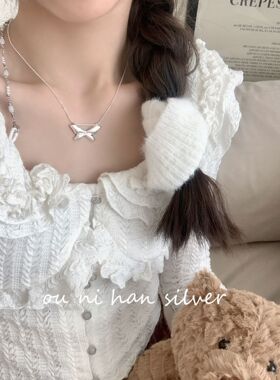 蝴蝶项链纯银小香风女