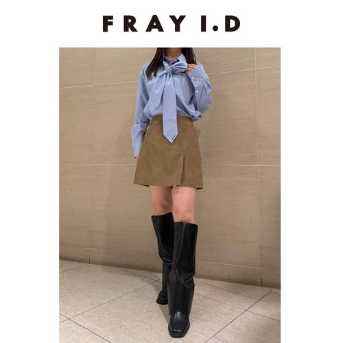 FRAY I.D2025秋冬新品经典百搭纯色条纹翻领领带衬衫FWFB254179 - 图3