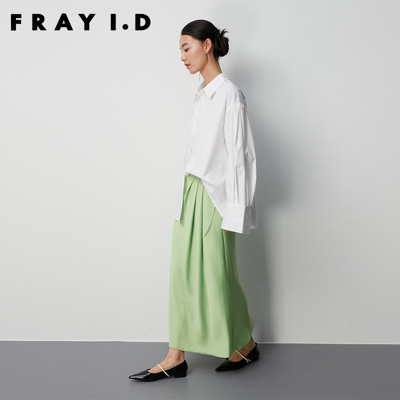 FRAY I.D2023秋冬新品简约百搭宽松纯色翻领长袖衬衫FWFB235206 - 图3