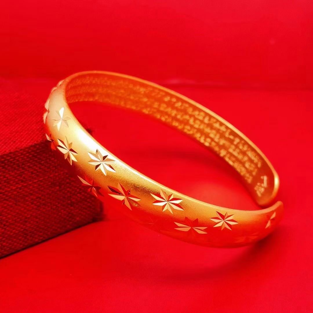 古法沙金手镯手链女款镀真金手镯圈保色持久