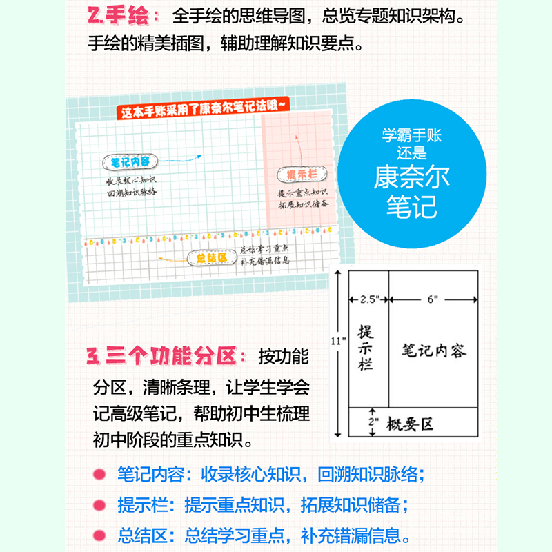 学霸手账初中语文字词句积累与运用人教版通用初一初二初三辅导书教辅基础知识大全手写知识点同步课本讲解资料书 - 图3