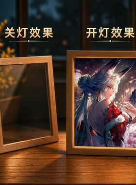 鸣潮心月狐镜子灯光画相框摆件