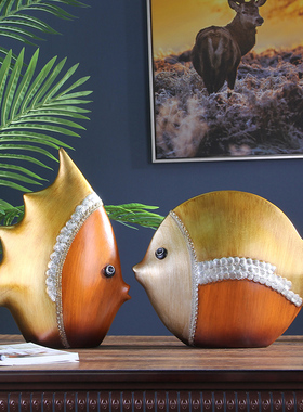 新中式金龙鱼餐边柜摆件