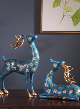 餐边柜酒柜梅花鹿摆件