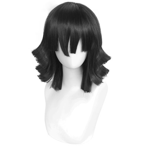 鬼灭之刃 伊黑小芭内 蛇柱 黑色分层短发 动漫 cos假发 - 图0