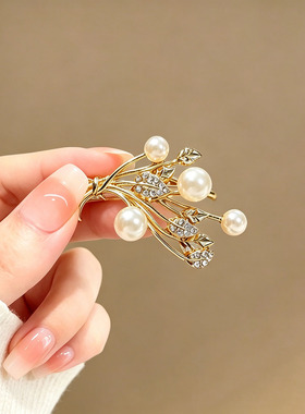闺蜜麦穗仿珍珠胸针女