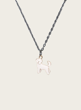 晚睡的桔梗白色可爱腊肠小狗贝壳百搭毛衣链叠戴百搭项链情人节